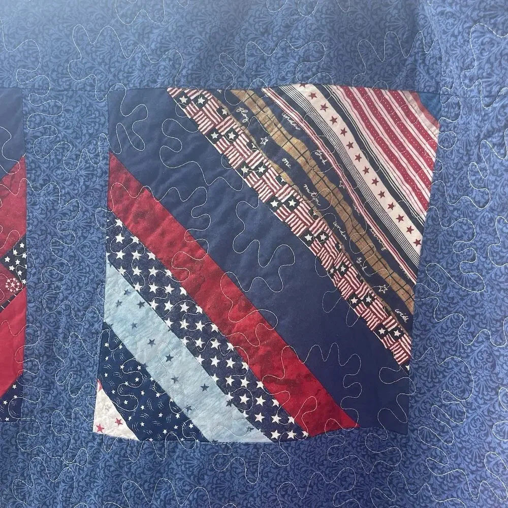 Patriotic Quilt Red, White & Blue Stars and Stripes – 72